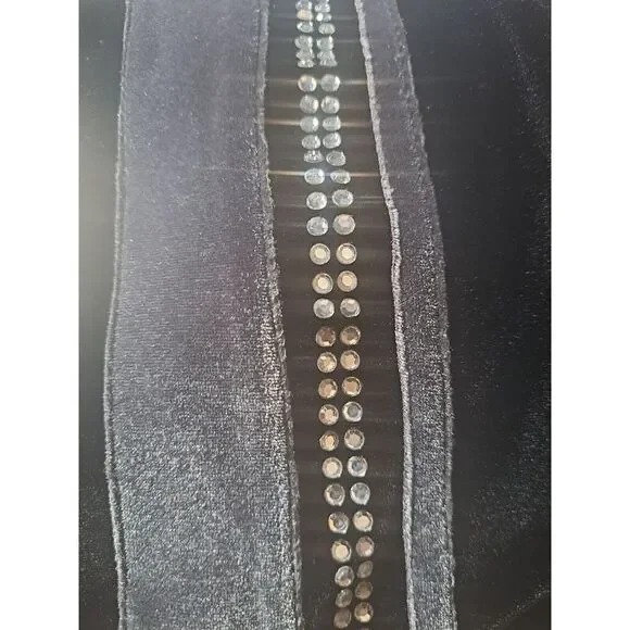 Dolce & Gabbana D&G Sweatpants Women Size Medium‎ Black Velour Rhinestones Y2K